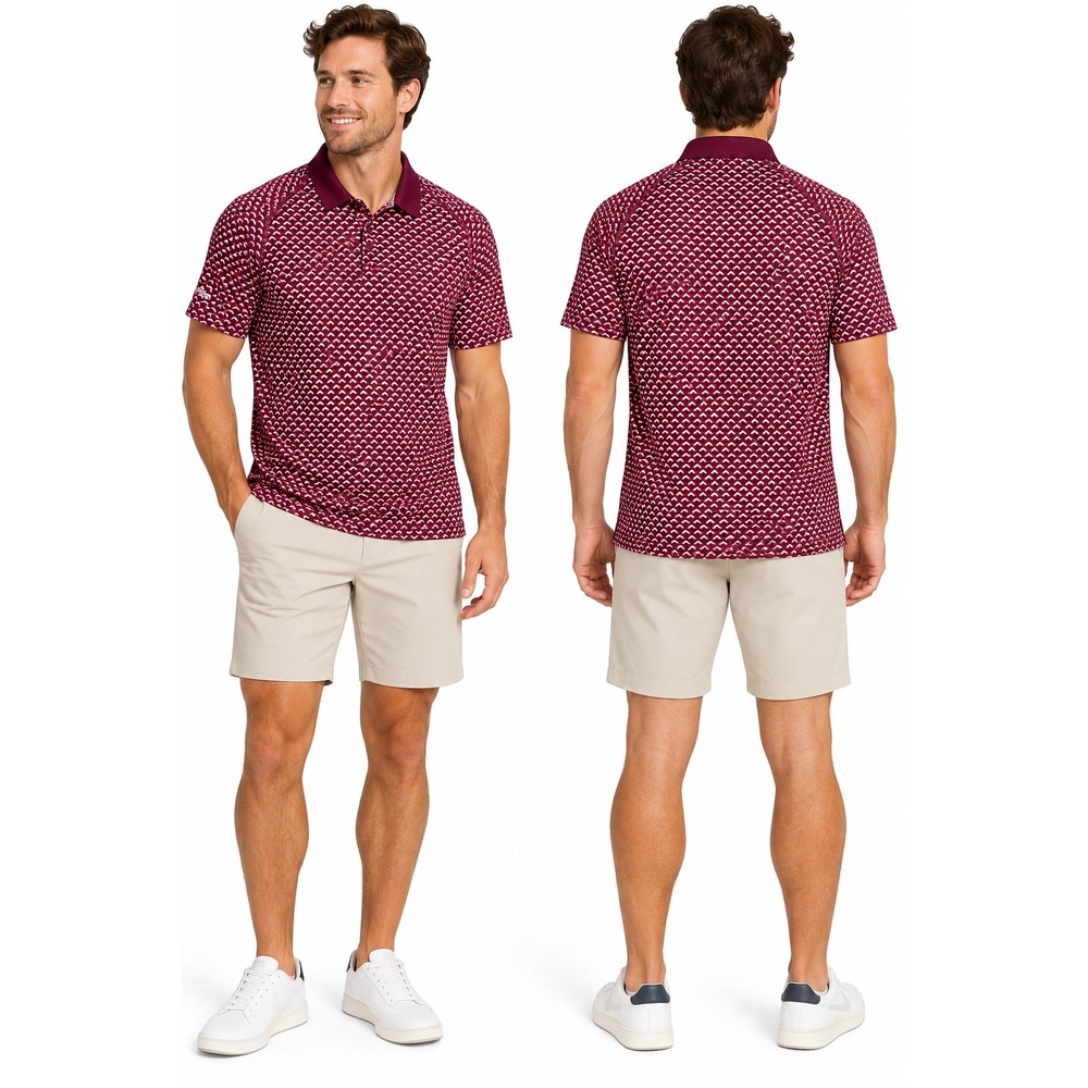 Bonobos Golf Polo Large Slim Fit Burgundy Geometric Performance Shirt
